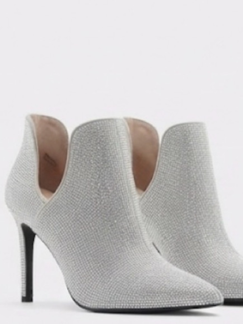 Aldo Elegant Women's White Crystal Embellished High Heel Ankle Booties